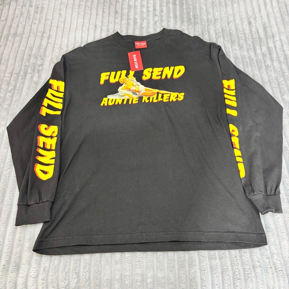 Full Send Nelk‎  Auntie Killers Black Long Sleeve Shirt Mens Size XL NWT